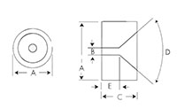 Dimensional Drawing for 0.0020 Inch (in) Inside Diameter (B) and 0.0470 Inch (in) Thickness (C) Standard Precision Sapphire Orifice (24015)