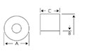 Dimensional Drawing for 0.0050 Inch (in) Inside Diameter (B) and 0.0250 Inch (in) Thickness (C) Standard Precision Sapphire Orifice (22241)